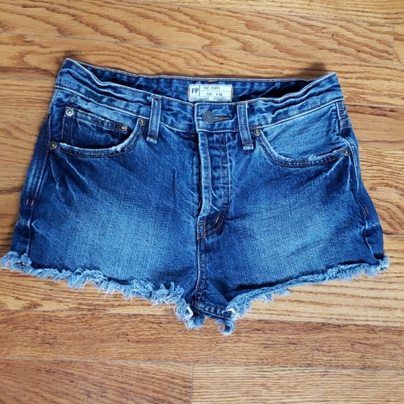Free People High rise distressed button fly shorts - Picture 3 of 7